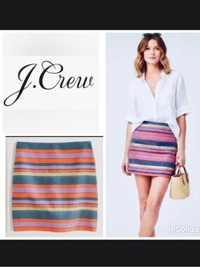 J Crew Striped Metallic Mine Skirt